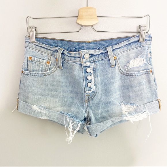 Levi's Light Wash Button Fly Denim Shorts